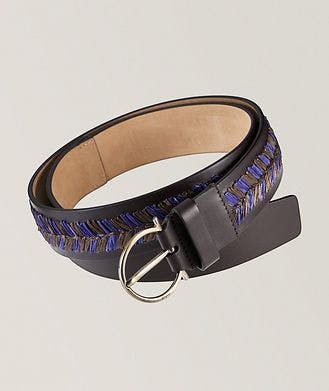 Ferragamo Weave Adjustable Leather Pin-Buckle Belt 