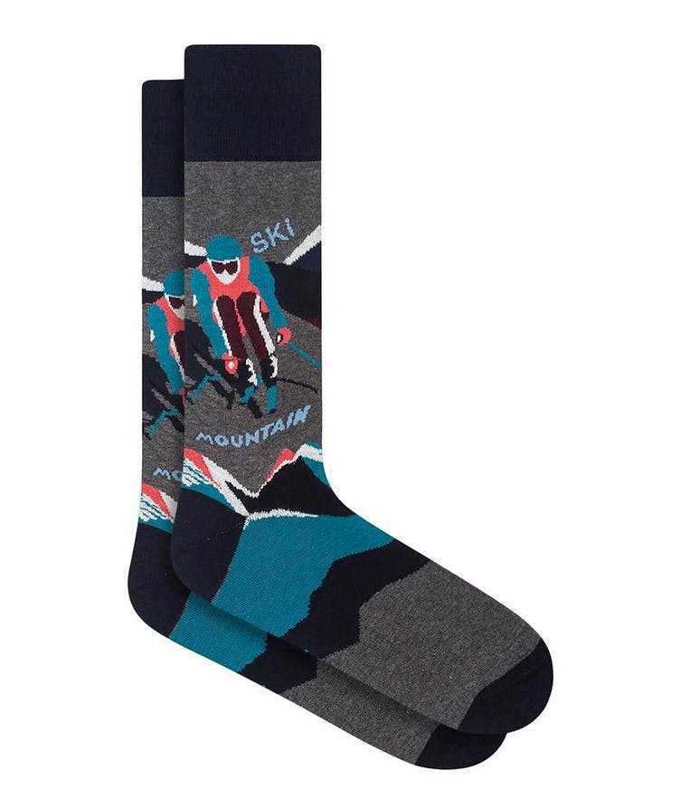 Slalom Ski Print Cotton Socks image 0