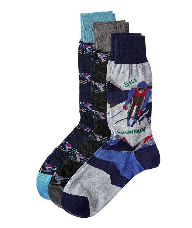 3-Pack Printed Stretch-Cotton Socks picture 1