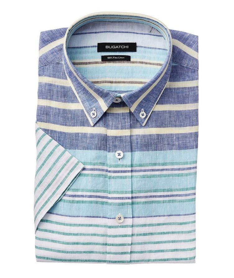 Short-Sleeve Striped Linen Shirt image 0