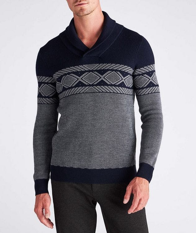 Fair Isle Shawl Collar Wool Sweater picture 2