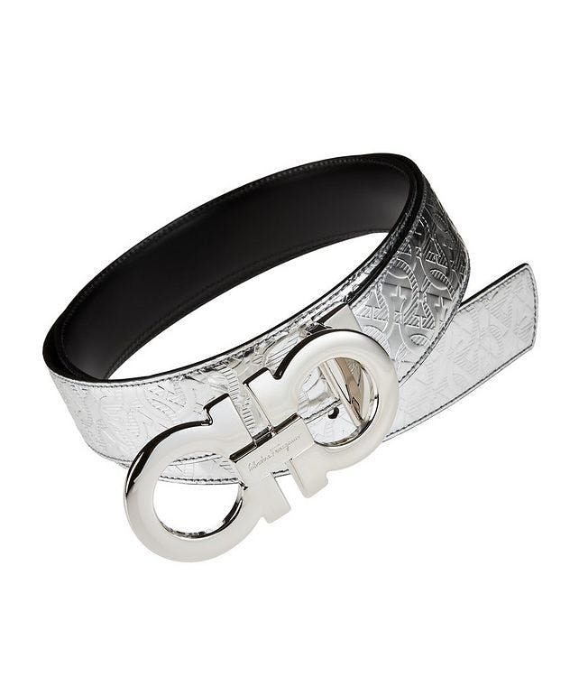 Logo Printed Double Gancini Leather Belt picture 1