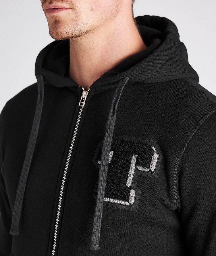 T Patch Zip-Up Cotton Hoodie image 3
