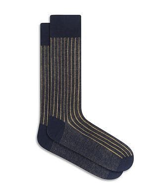 Bugatchi Ribbed Stripe Cotton-Blend Socks