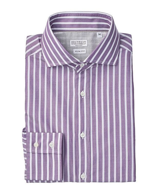 Slim-Fit Striped Cotton-Twill Sport Shirt picture 1
