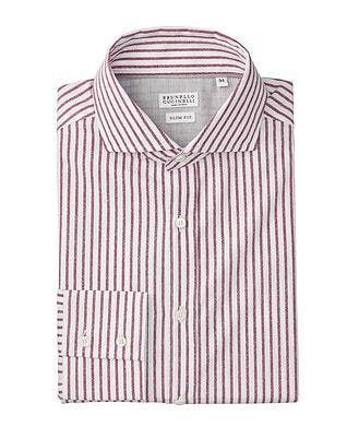 Brunello Cucinelli Slim-Fit Striped Cotton-Twill Sport Shirt