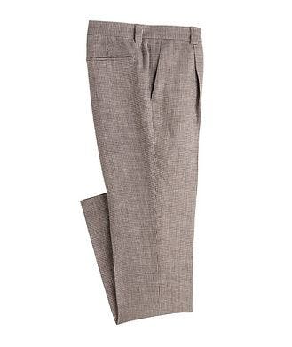 Brunello Cucinelli Linen Houndstooth Pleated Pants