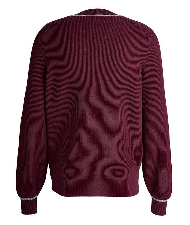 Cotton Rib-Knit V-Neck Sweater picture 2