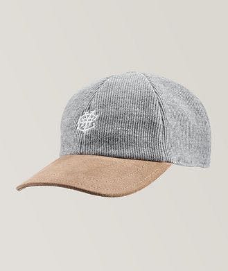 Eleventy Exclusive Ribbed Suede Cashmere Baseball Cap