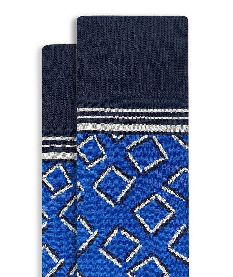Geometric Square Printed Cotton Blend Socks image 1