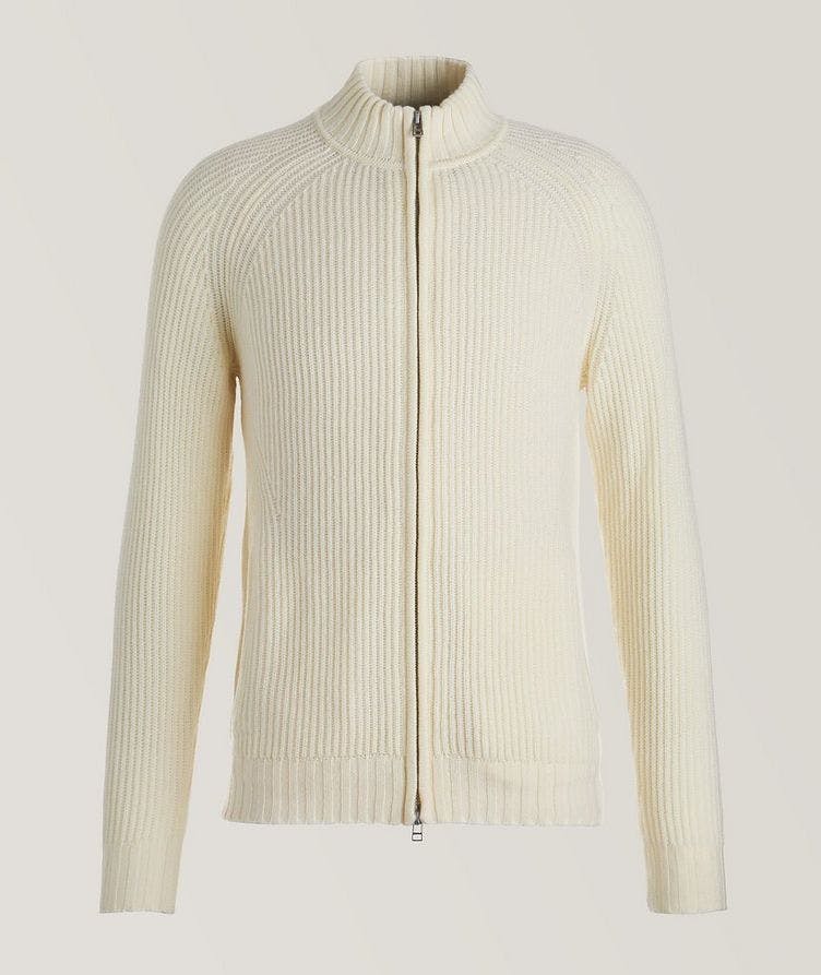 Full-Zip Wool-Cashmere Mock Neck Sweater image 0