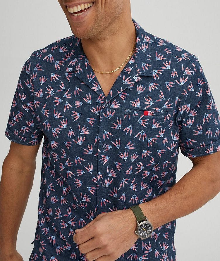 Palm Leaf Printed Stretch-Cotton Sport Shirt image 1