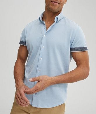 STONE ROSE Short-Sleeve Pique Stretch-Cotton Sport Shirt