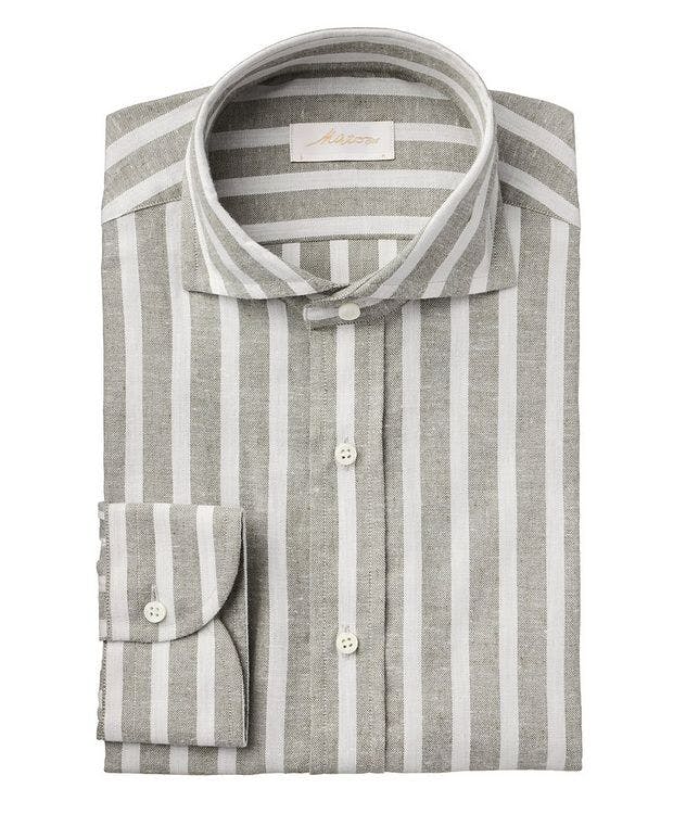 Stripe Patterned Cotton-Linen Dress Shirt picture 1