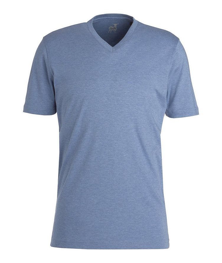Garment-Washed Aqua Cotton V-Neck T-Shirt image 0