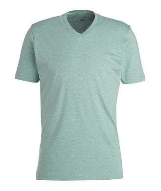 Raffi Garment-Washed Aqua Cotton V-Neck T-Shirt