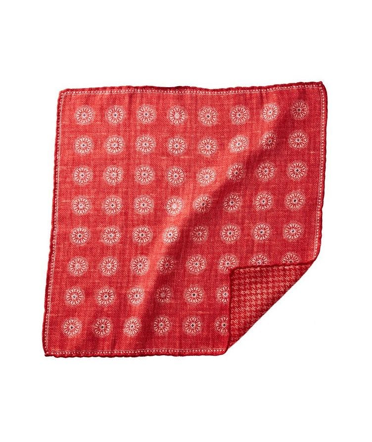 Medallion Floral Pattern Linen-Cotton Pocket Square image 0