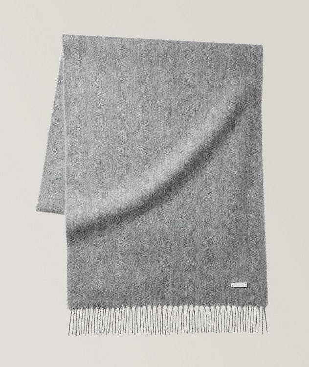 Wool scarf with rolled fringes and logo  picture 1