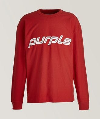 Purple Brand Logo Embroidered Cotton Sweatshirt