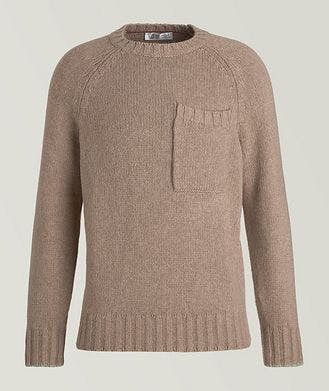 Brunello Cucinelli Patch Pocket Wool Crew Neck Sweater