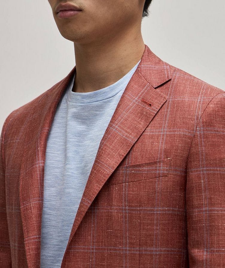 Kei Wool, Silk & Linen Windowpane Sport Jacket image 4